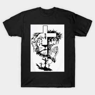 Cross Lion and Jesus T-Shirt